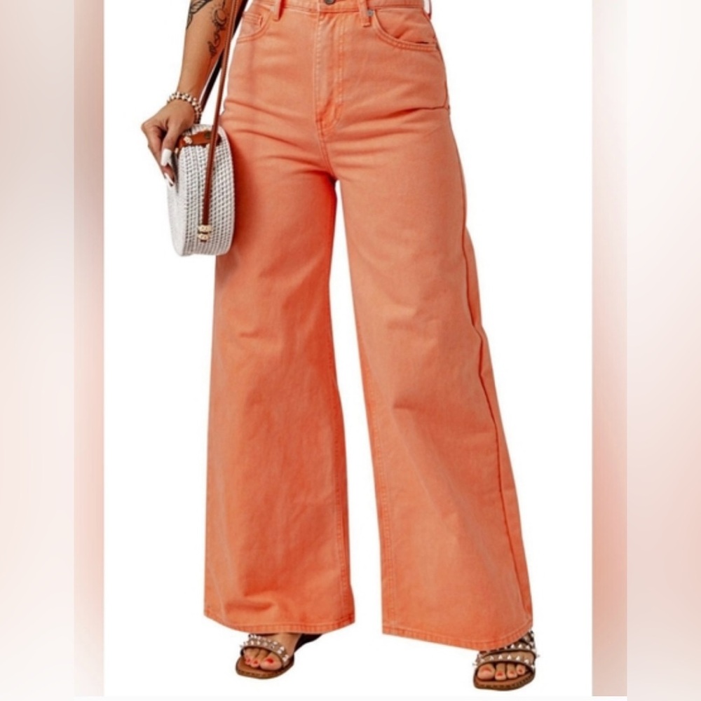 BDG Wide Leg Jeans in Peach-Orange
